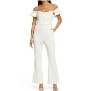 Chelsea28‎ Off The Shoulder Jumpsuit Ivory Cloud S